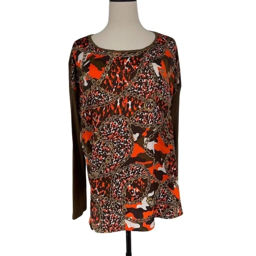 Michael Kors Women's XL Chain Camouflage Blouse